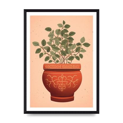 Terracotta Boho Charm Plant Motif Pot