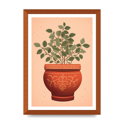 Terracotta Boho Charm Plant Motif Pot
