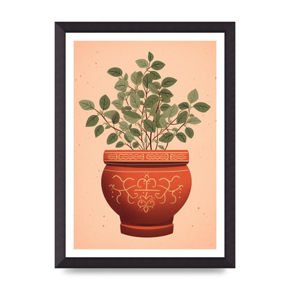 Terracotta Boho Charm Plant Motif Pot