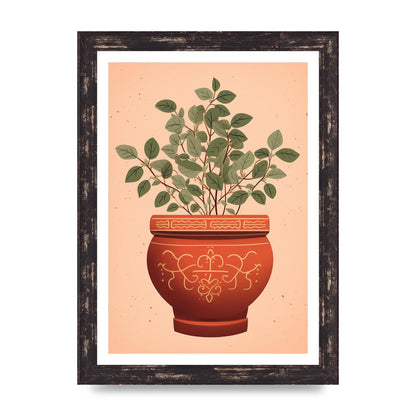 Terracotta Boho Charm Plant Motif Pot