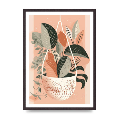 Serene Boho Planter Neutral Riso Illustration