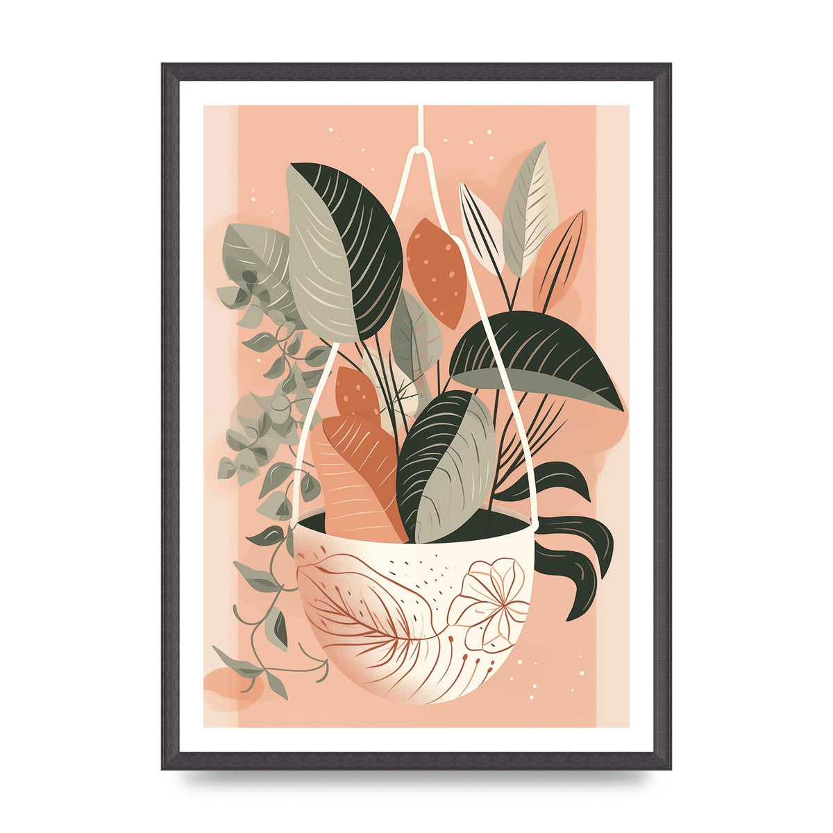 Serene Boho Planter Neutral Riso Illustration