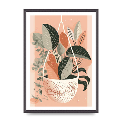 Serene Boho Planter Neutral Riso Illustration