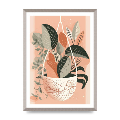 Serene Boho Planter Neutral Riso Illustration