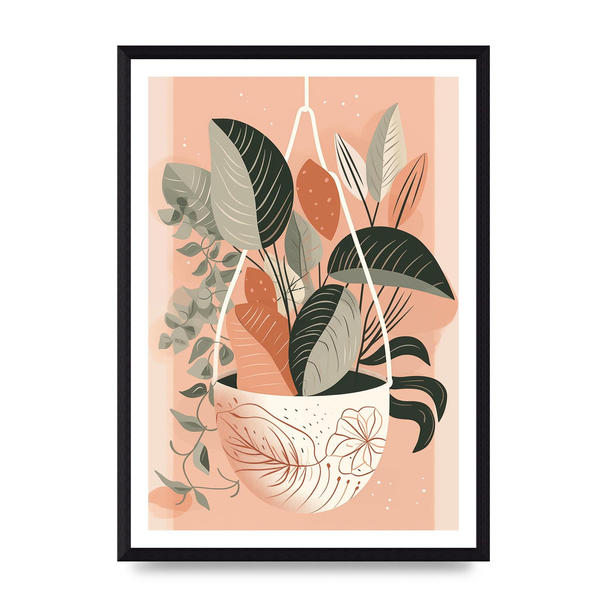 Serene Boho Planter Neutral Riso Illustration