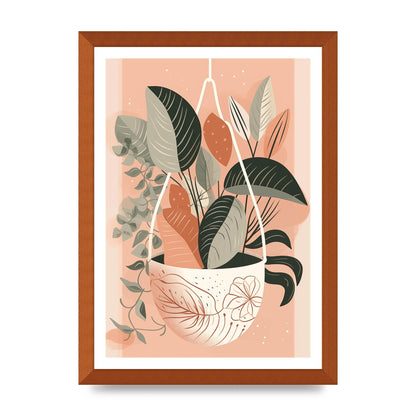 Serene Boho Planter Neutral Riso Illustration