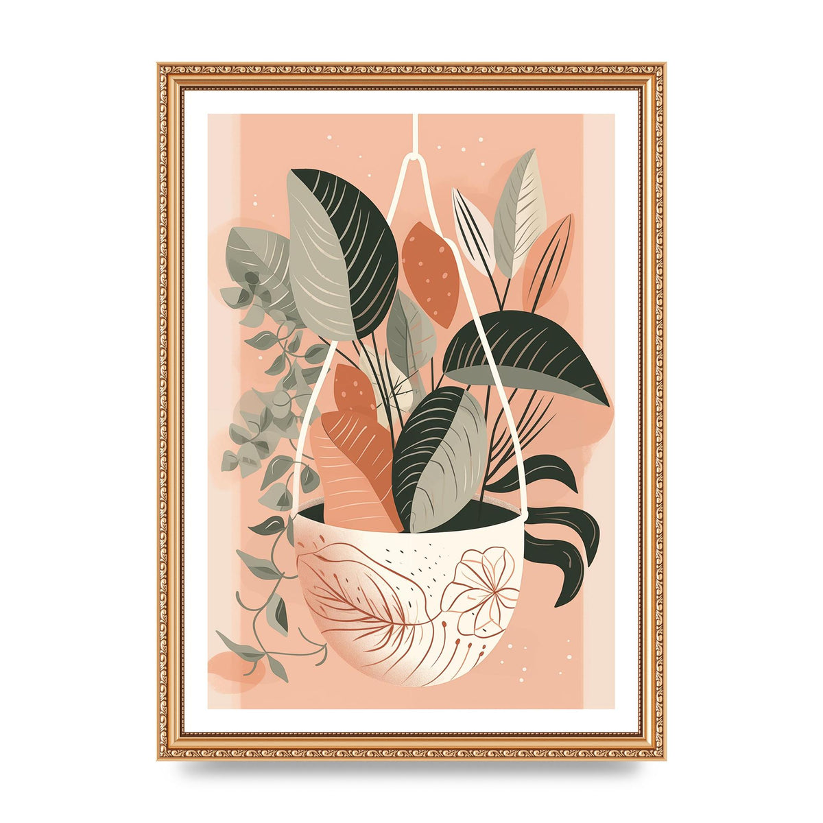 Serene Boho Planter Neutral Riso Illustration