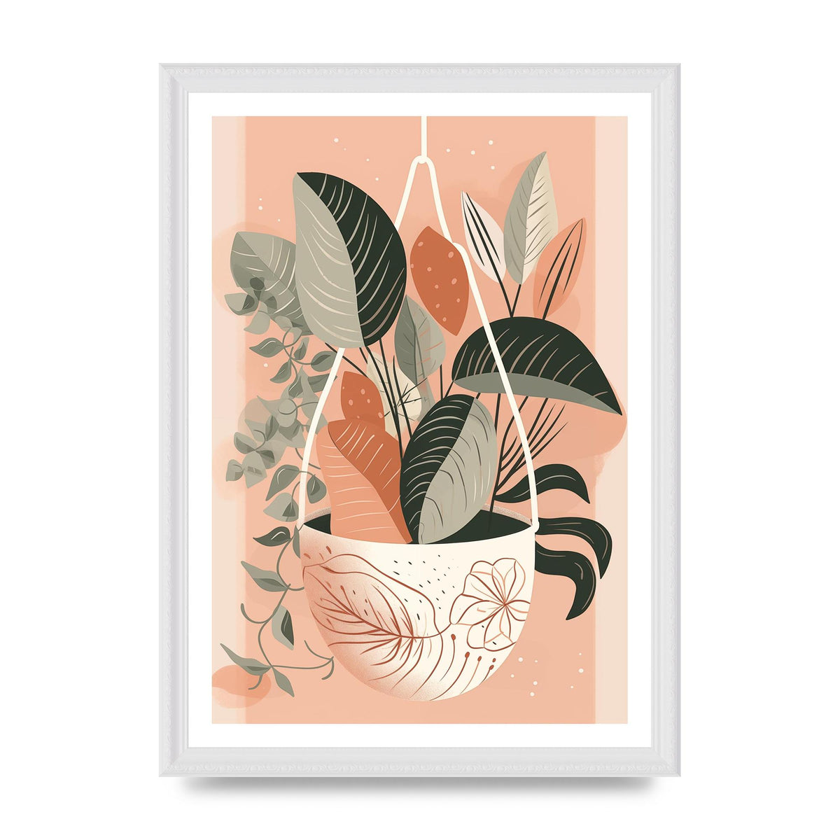 Serene Boho Planter Neutral Riso Illustration