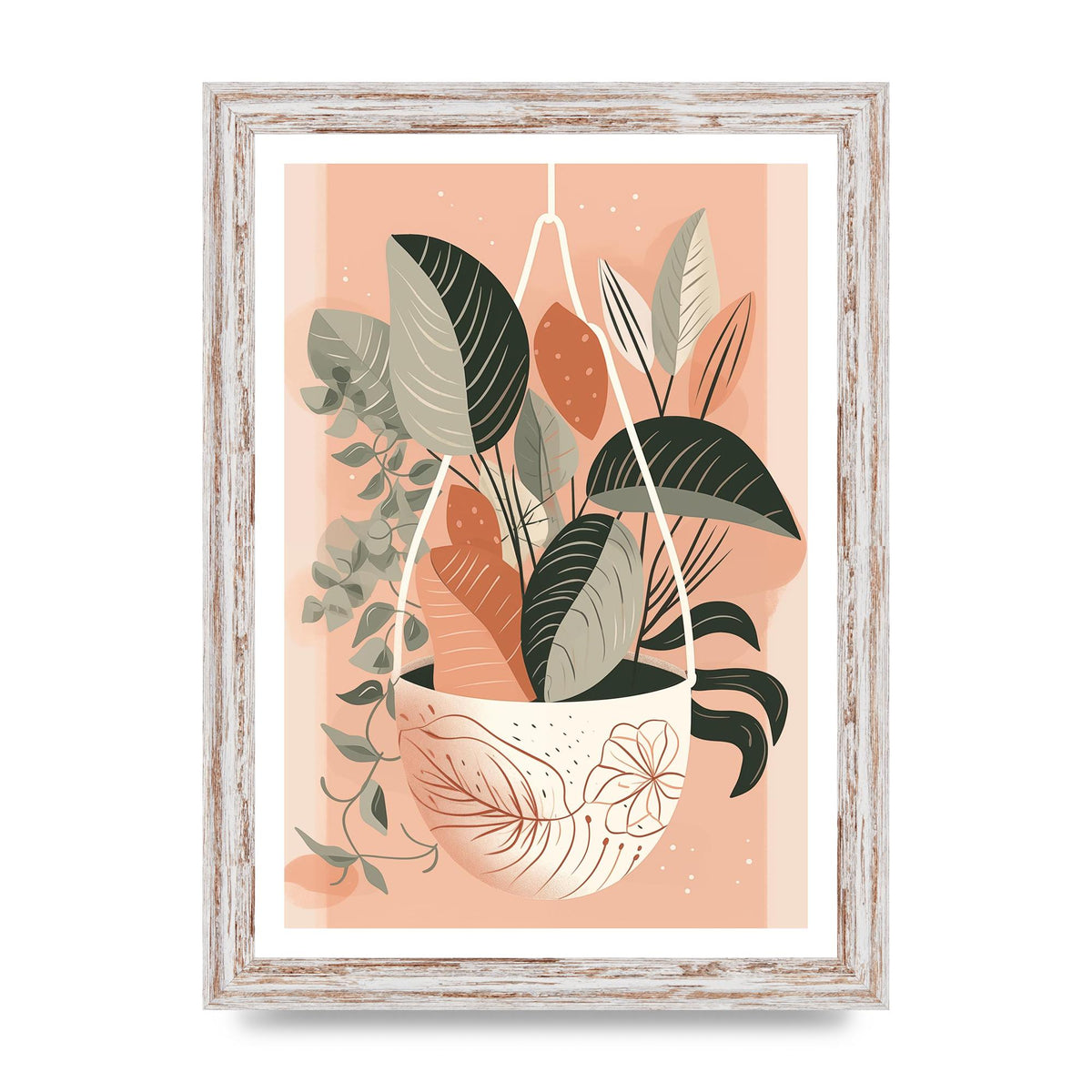 Serene Boho Planter Neutral Riso Illustration