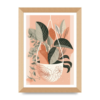 Serene Boho Planter Neutral Riso Illustration