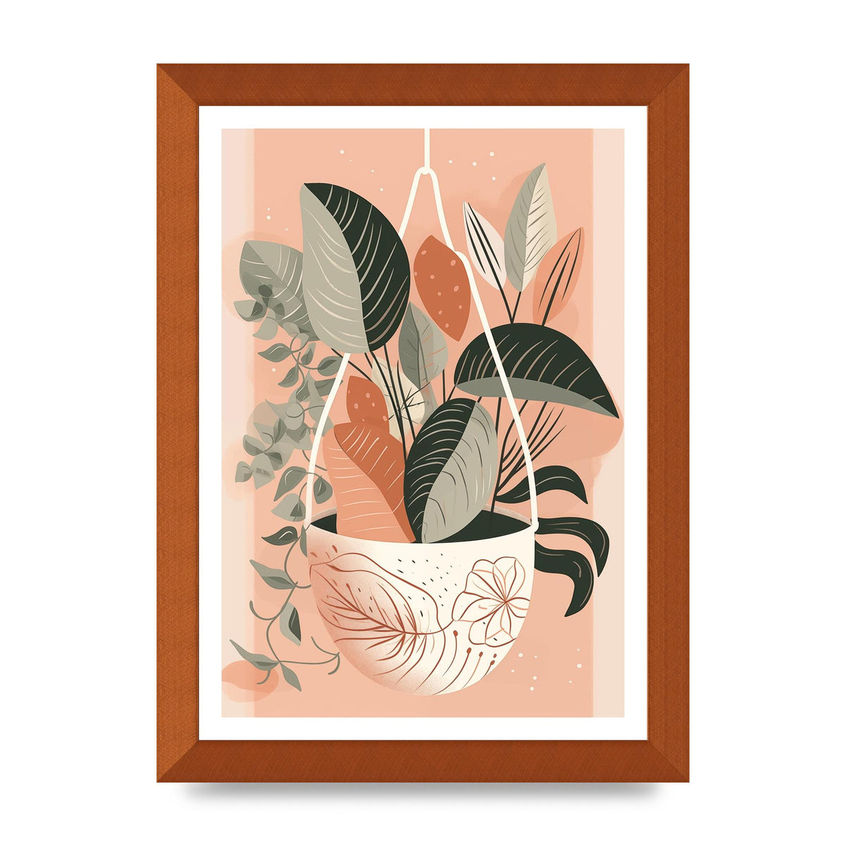 Serene Boho Planter Neutral Riso Illustration