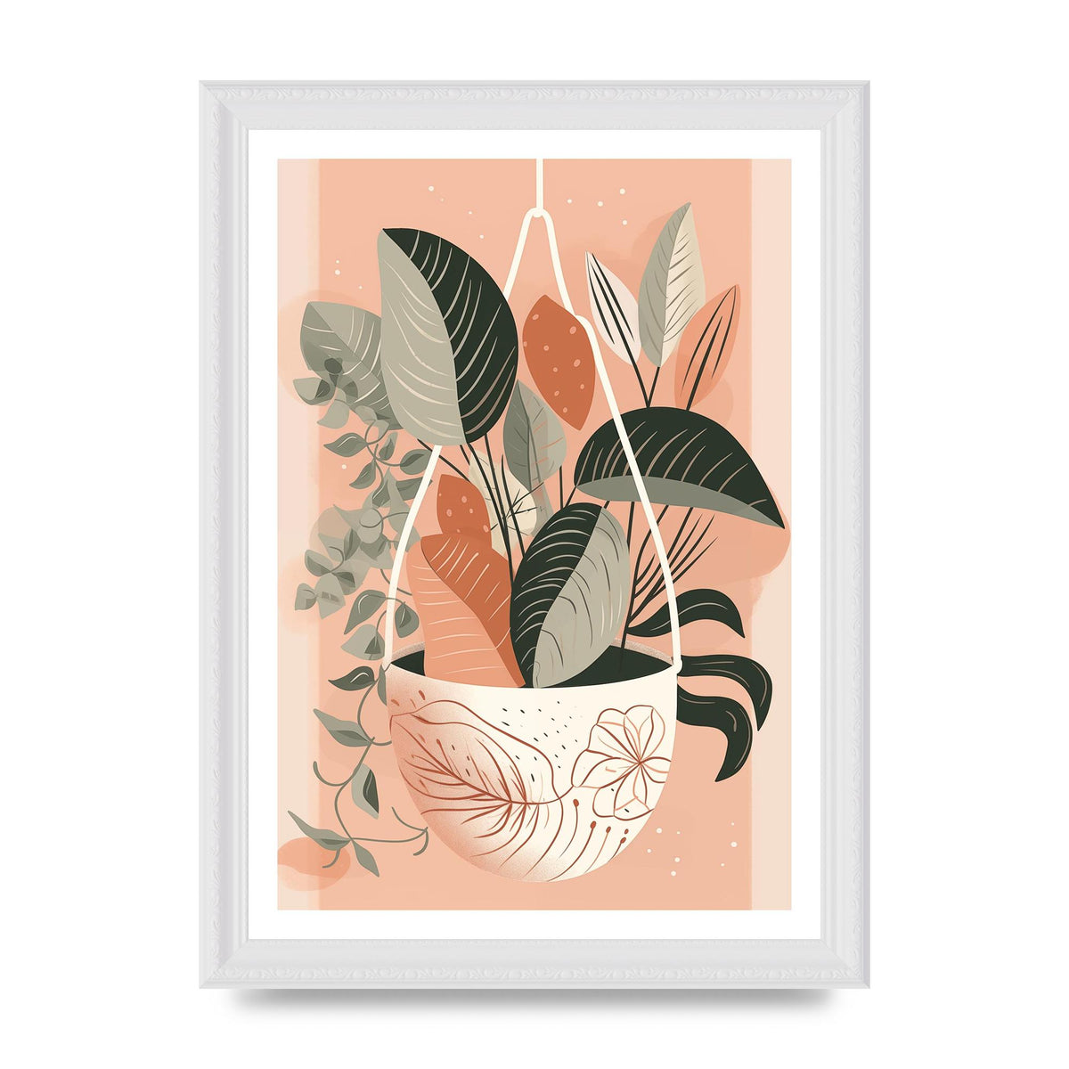 Serene Boho Planter Neutral Riso Illustration