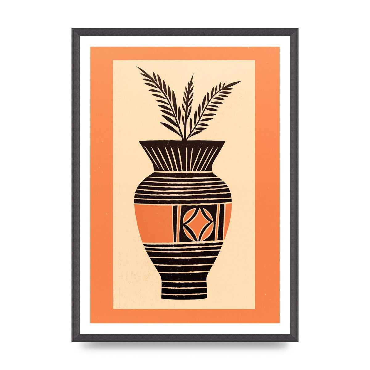 Boho Vase Outline Bold Lines Grainy Finish