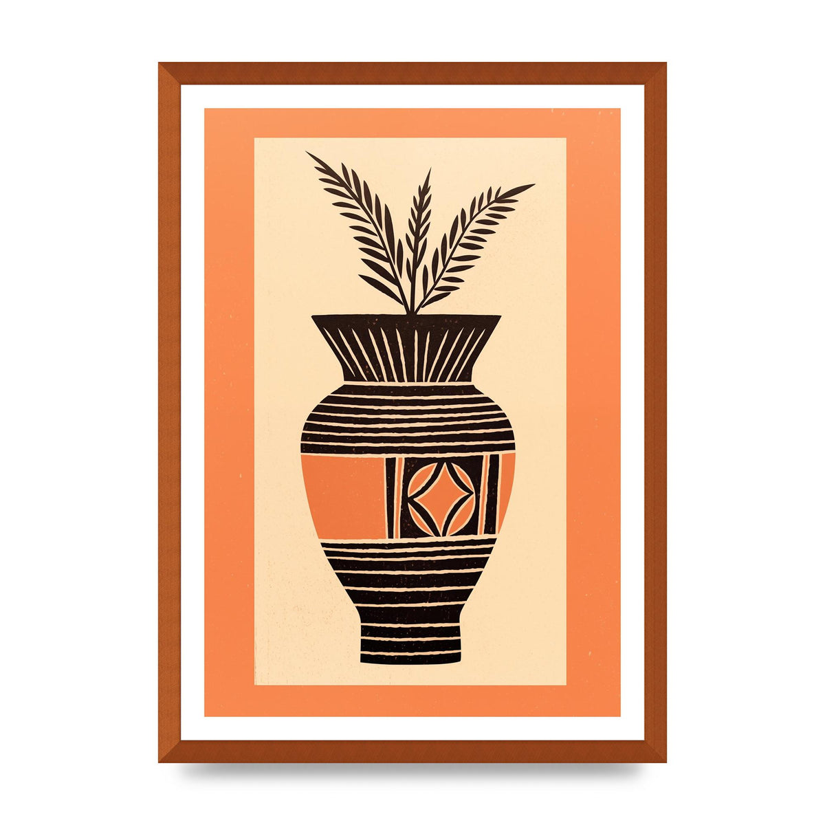 Boho Vase Outline Bold Lines Grainy Finish