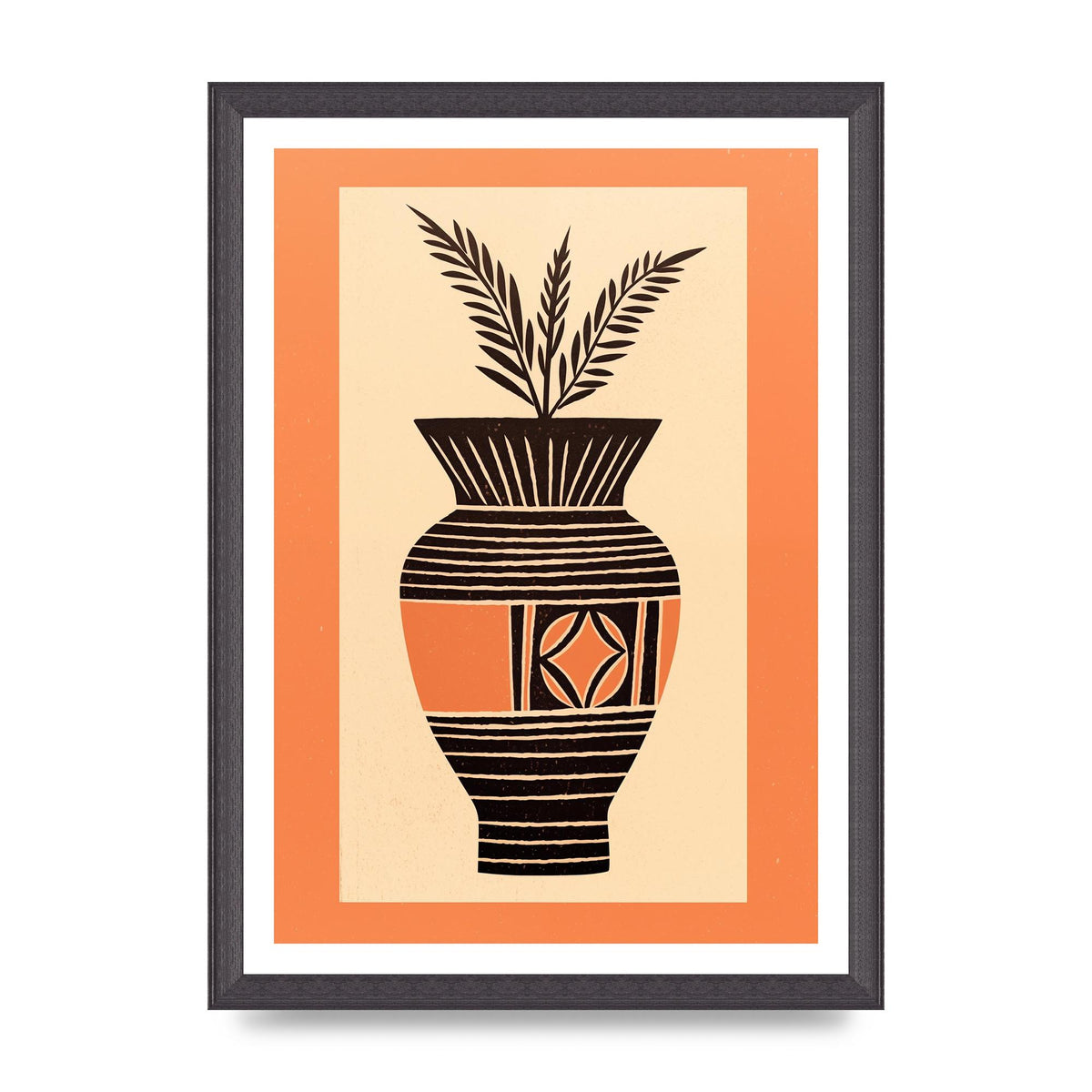 Boho Vase Outline Bold Lines Grainy Finish