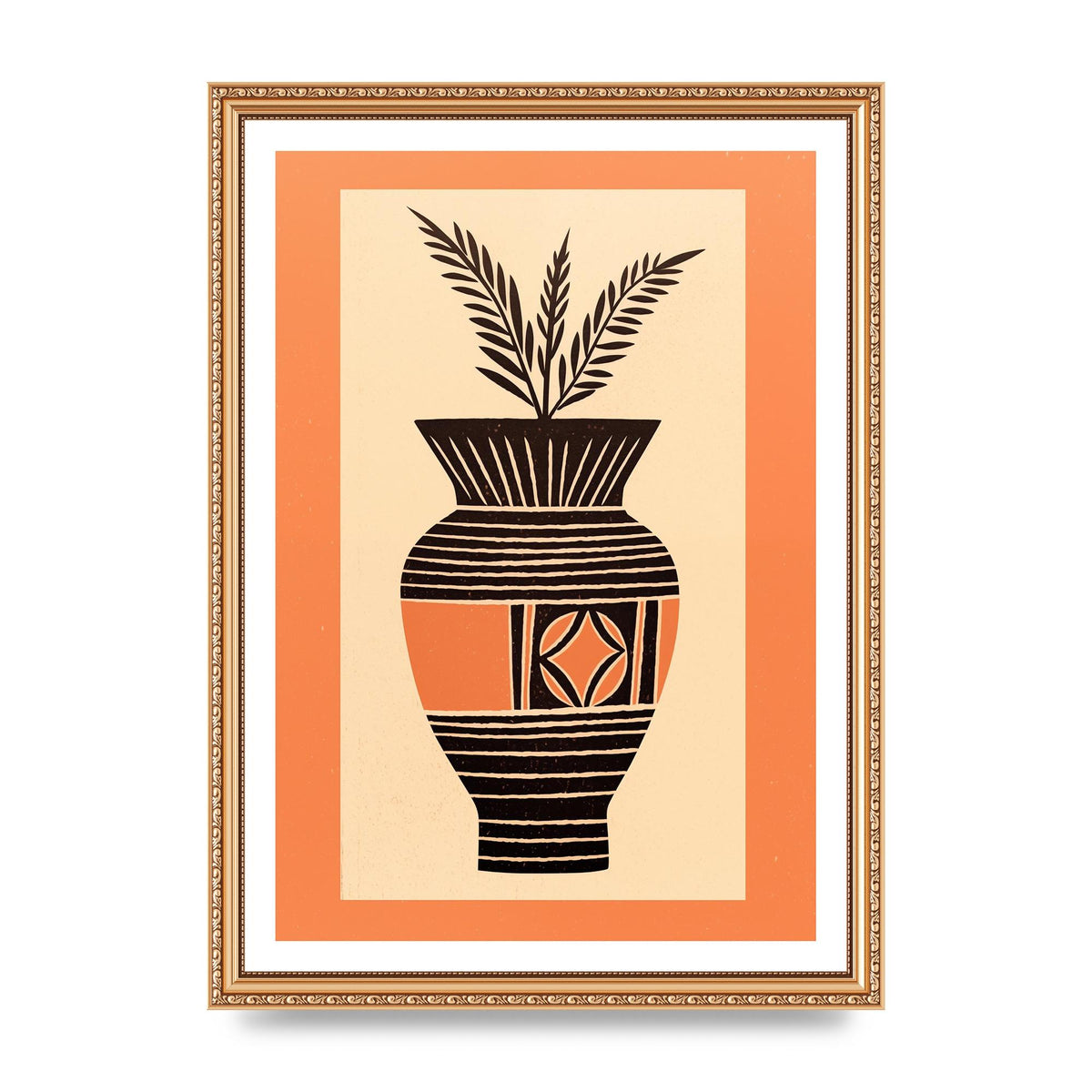 Boho Vase Outline Bold Lines Grainy Finish