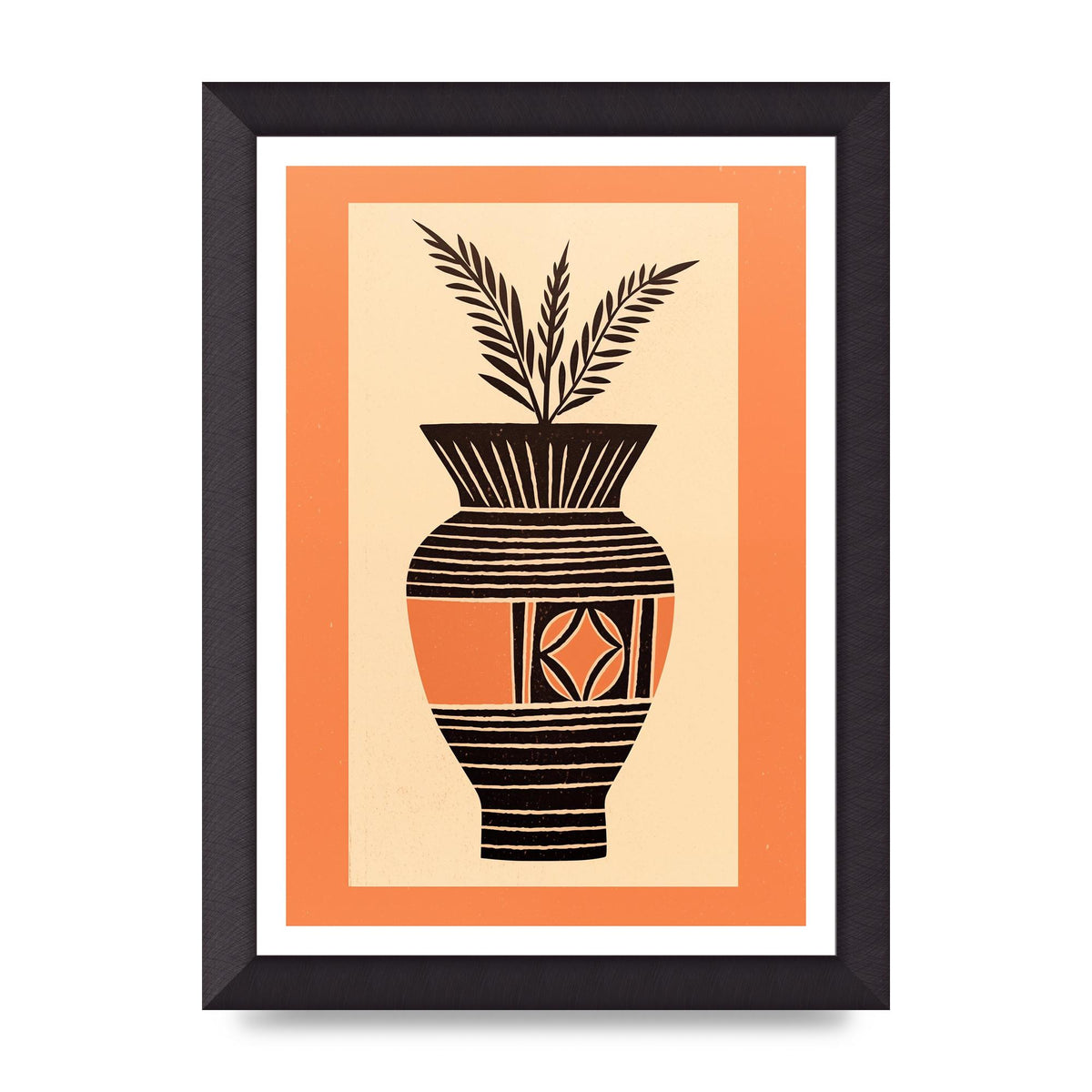 Boho Vase Outline Bold Lines Grainy Finish