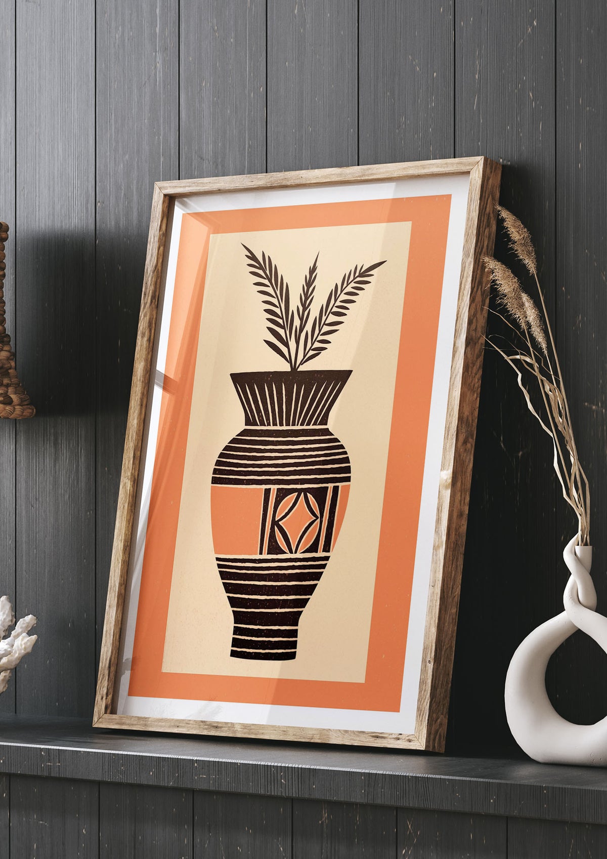 Boho Vase Outline Bold Lines Grainy Finish