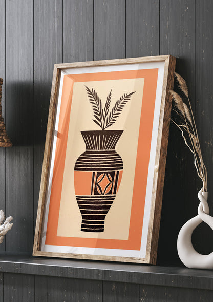 Boho Vase Outline Bold Lines Grainy Finish