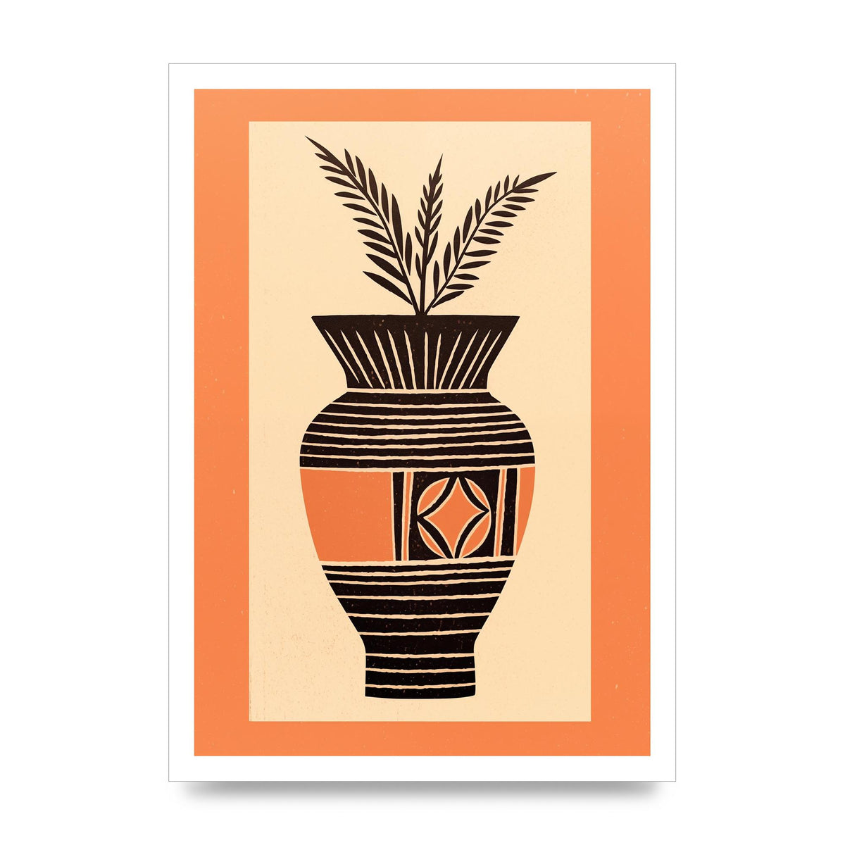 Boho Vase Outline Bold Lines Grainy Finish