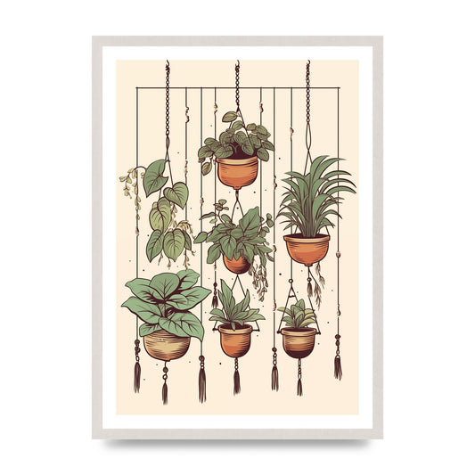 Natural Greens and Browns Boho Plant Art