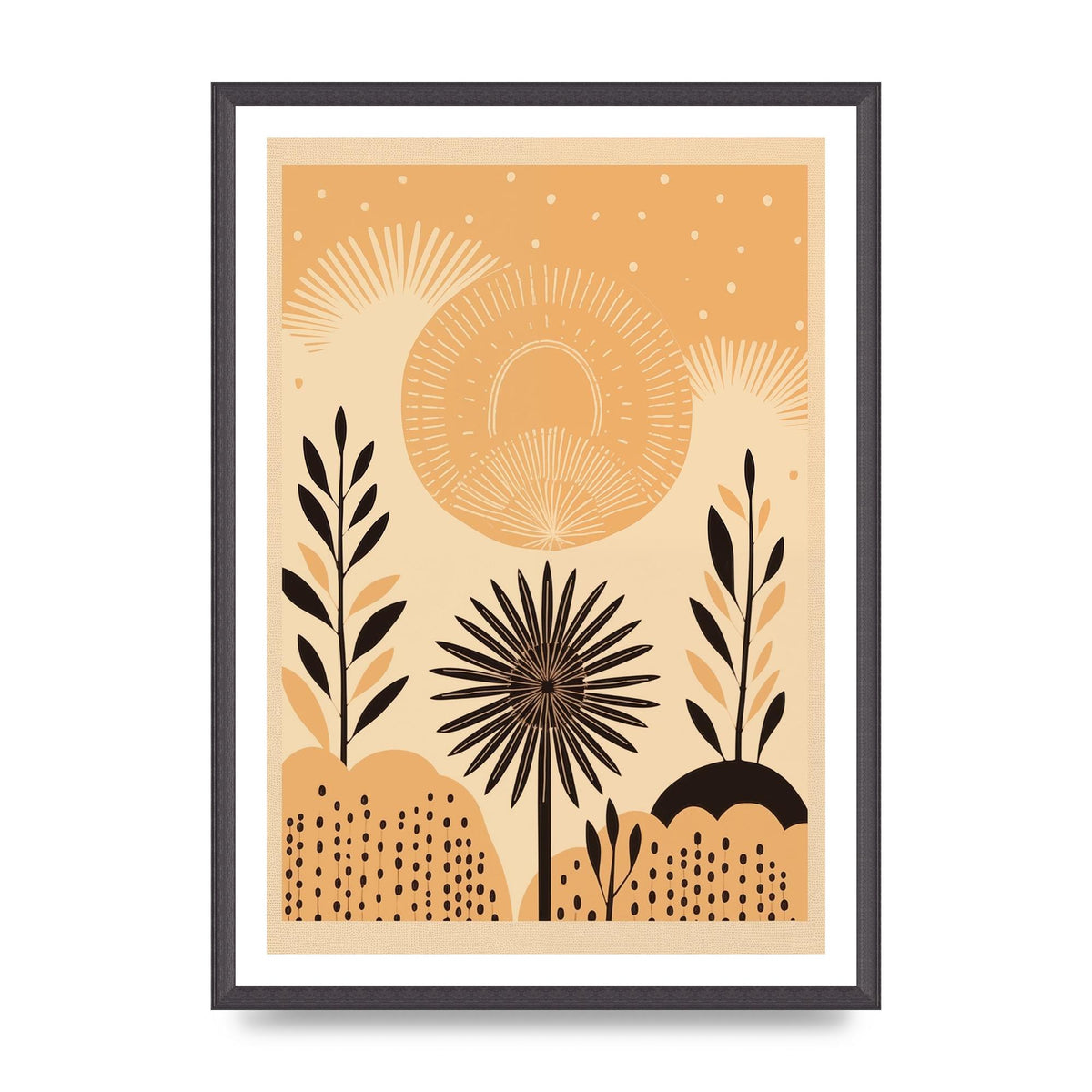 Light Brown Boho Sun Creamy Background