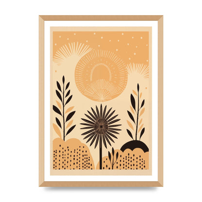 Light Brown Boho Sun Creamy Background