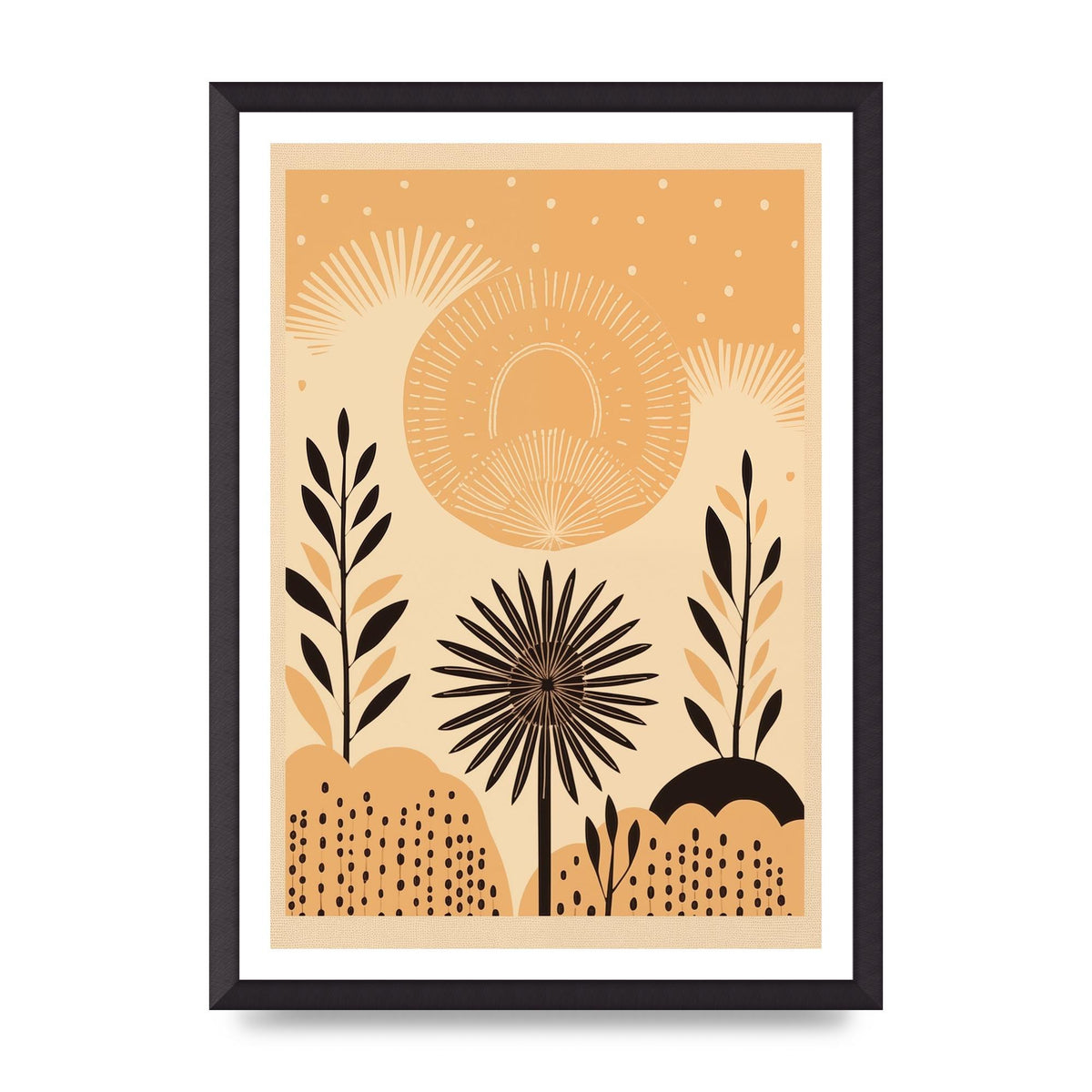 Light Brown Boho Sun Creamy Background