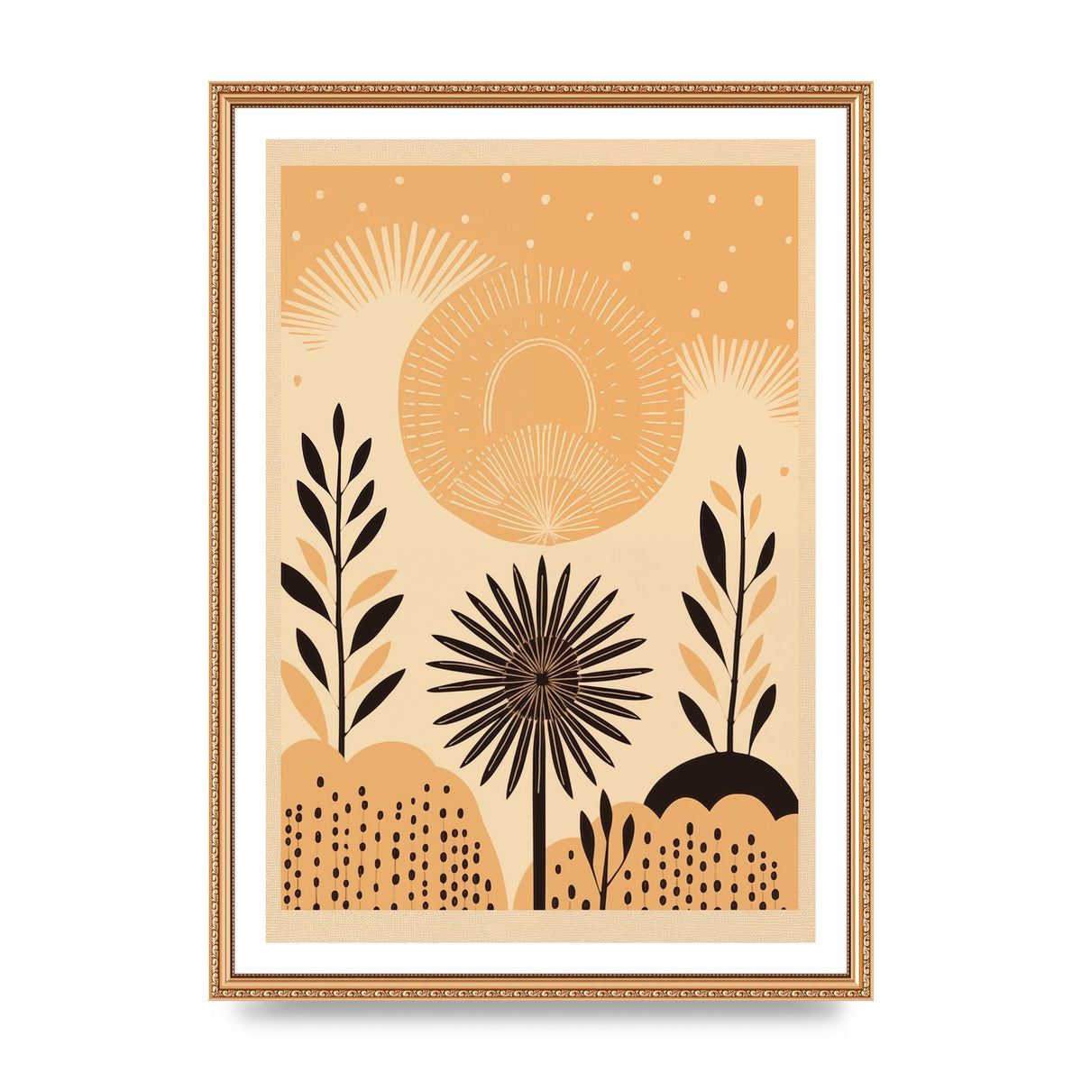 Light Brown Boho Sun Creamy Background