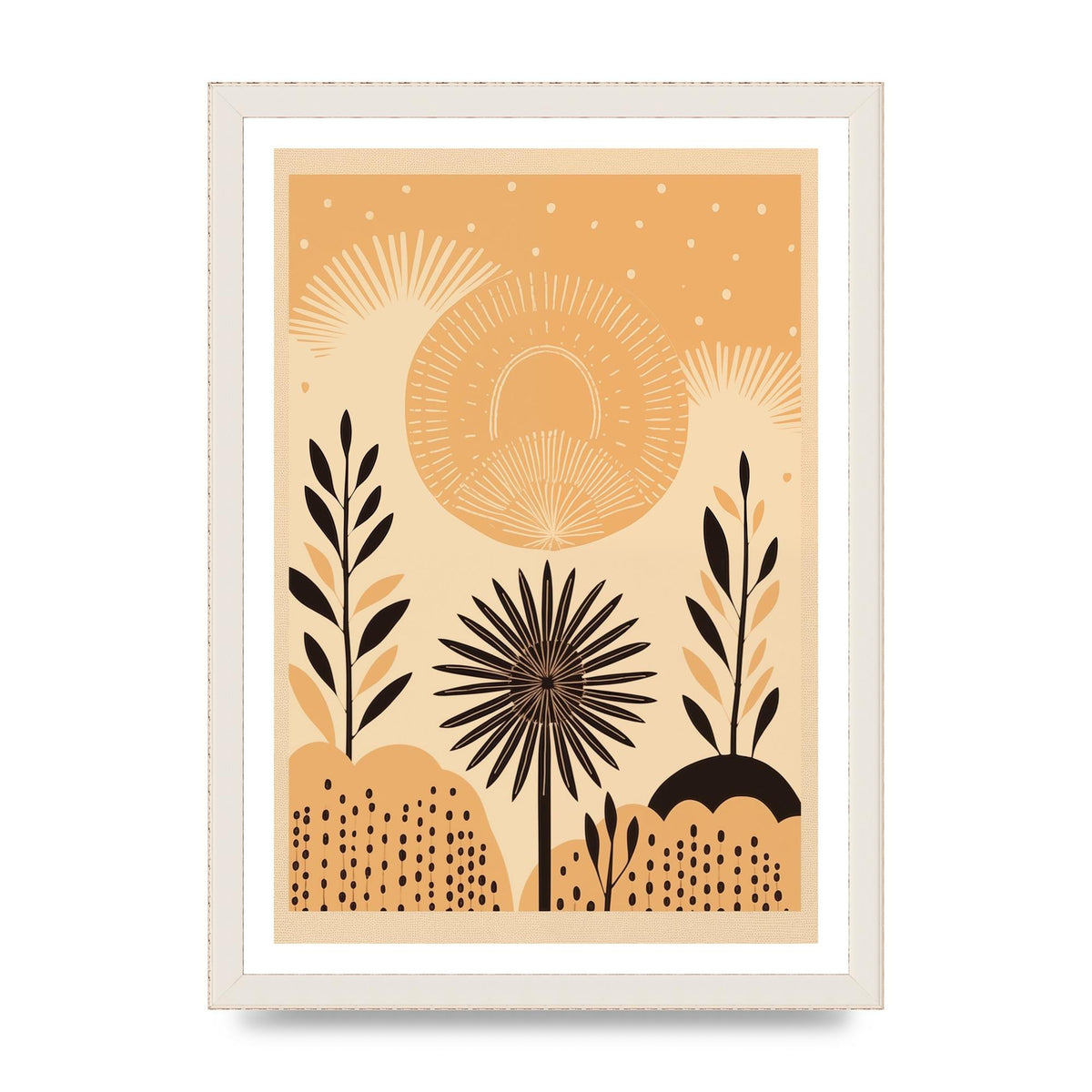 Light Brown Boho Sun Creamy Background