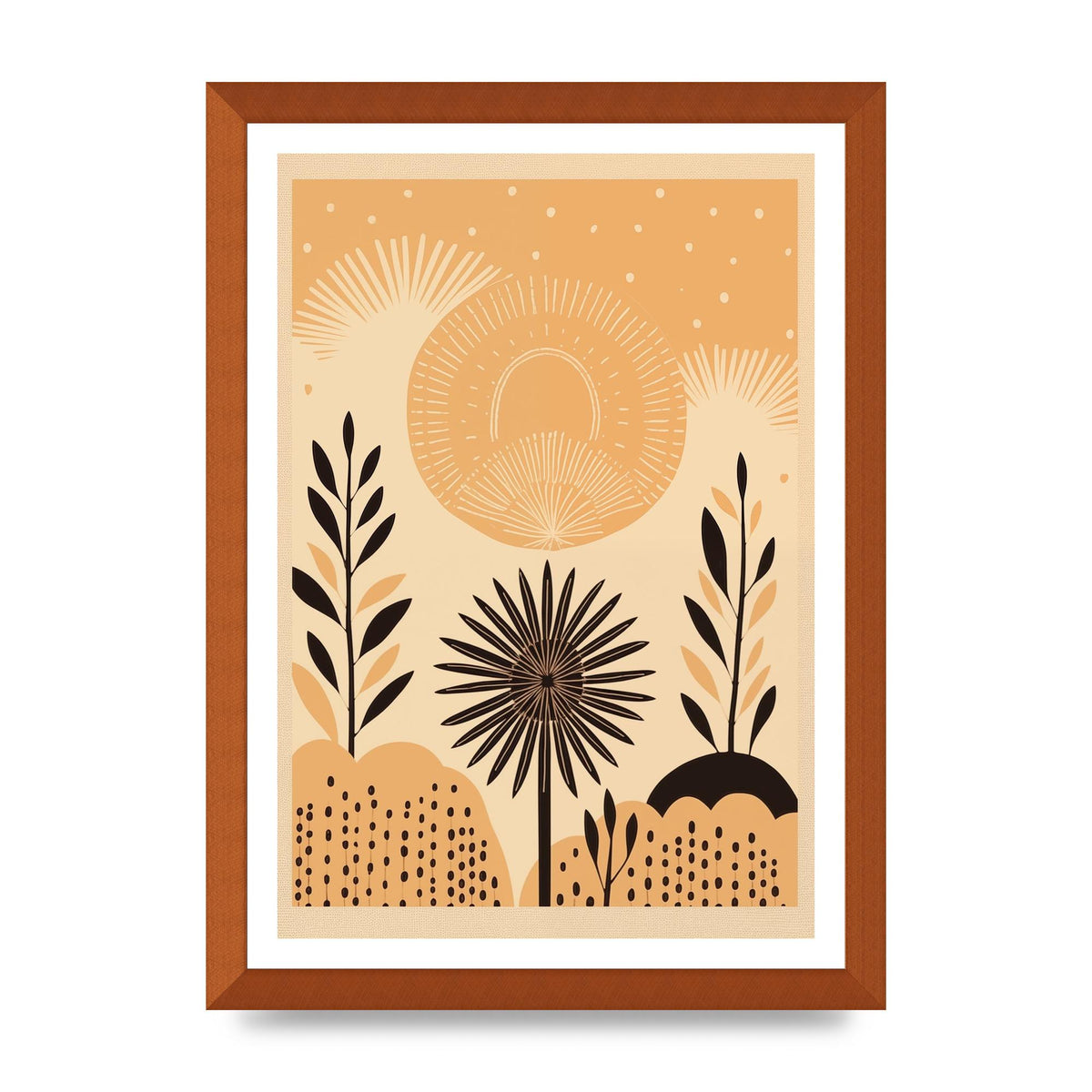 Light Brown Boho Sun Creamy Background