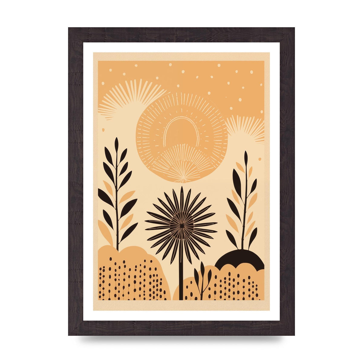 Light Brown Boho Sun Creamy Background