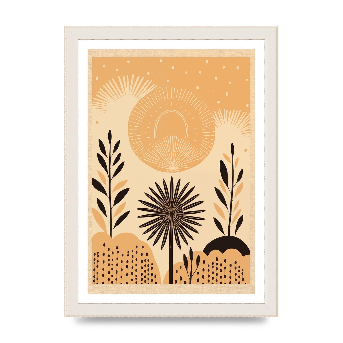 Light Brown Boho Sun Creamy Background