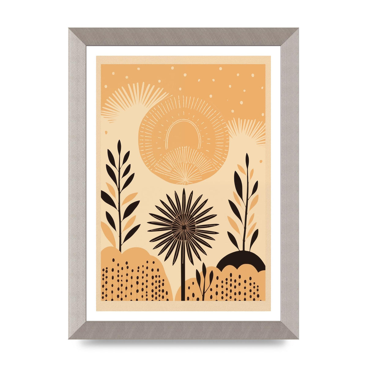 Light Brown Boho Sun Creamy Background
