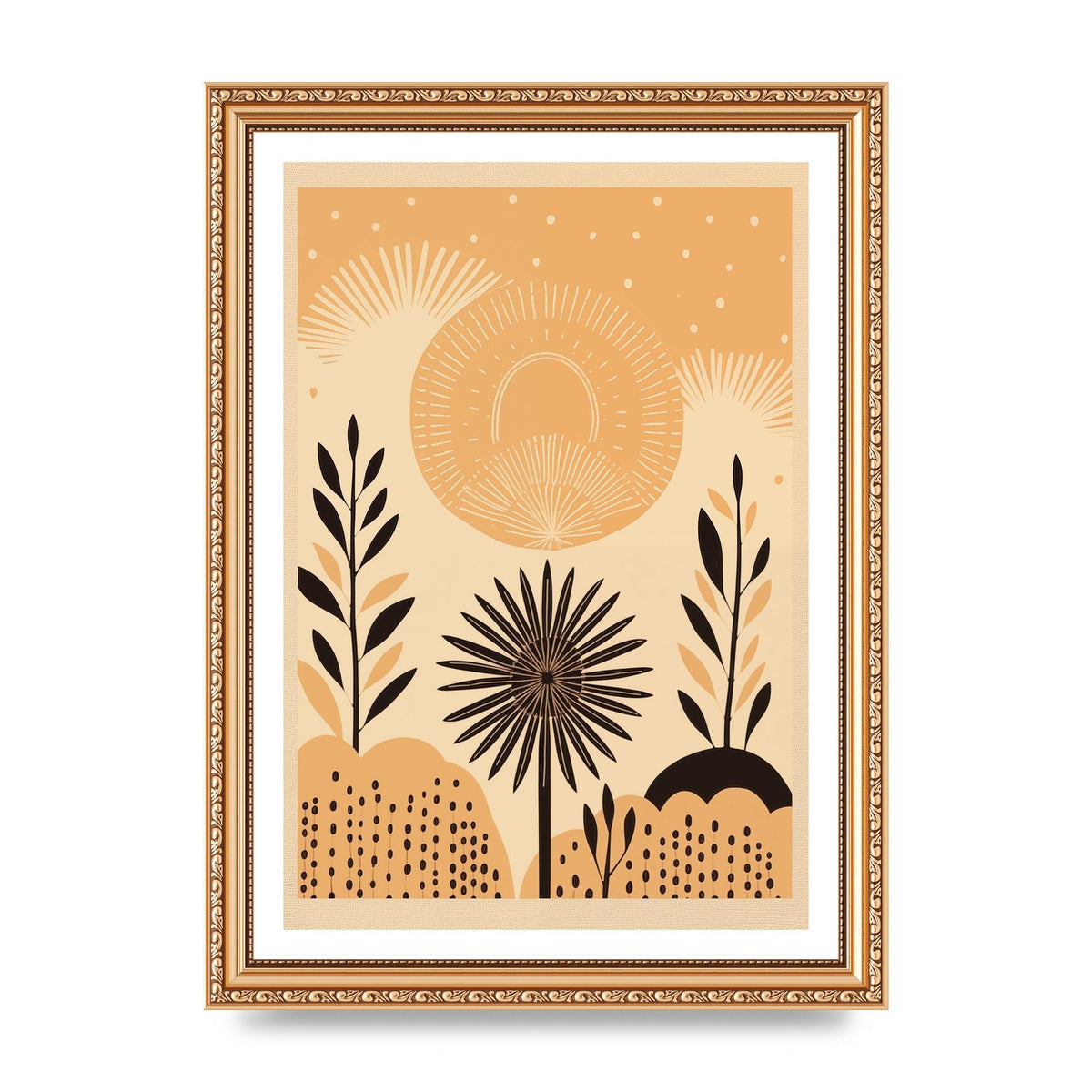 Light Brown Boho Sun Creamy Background