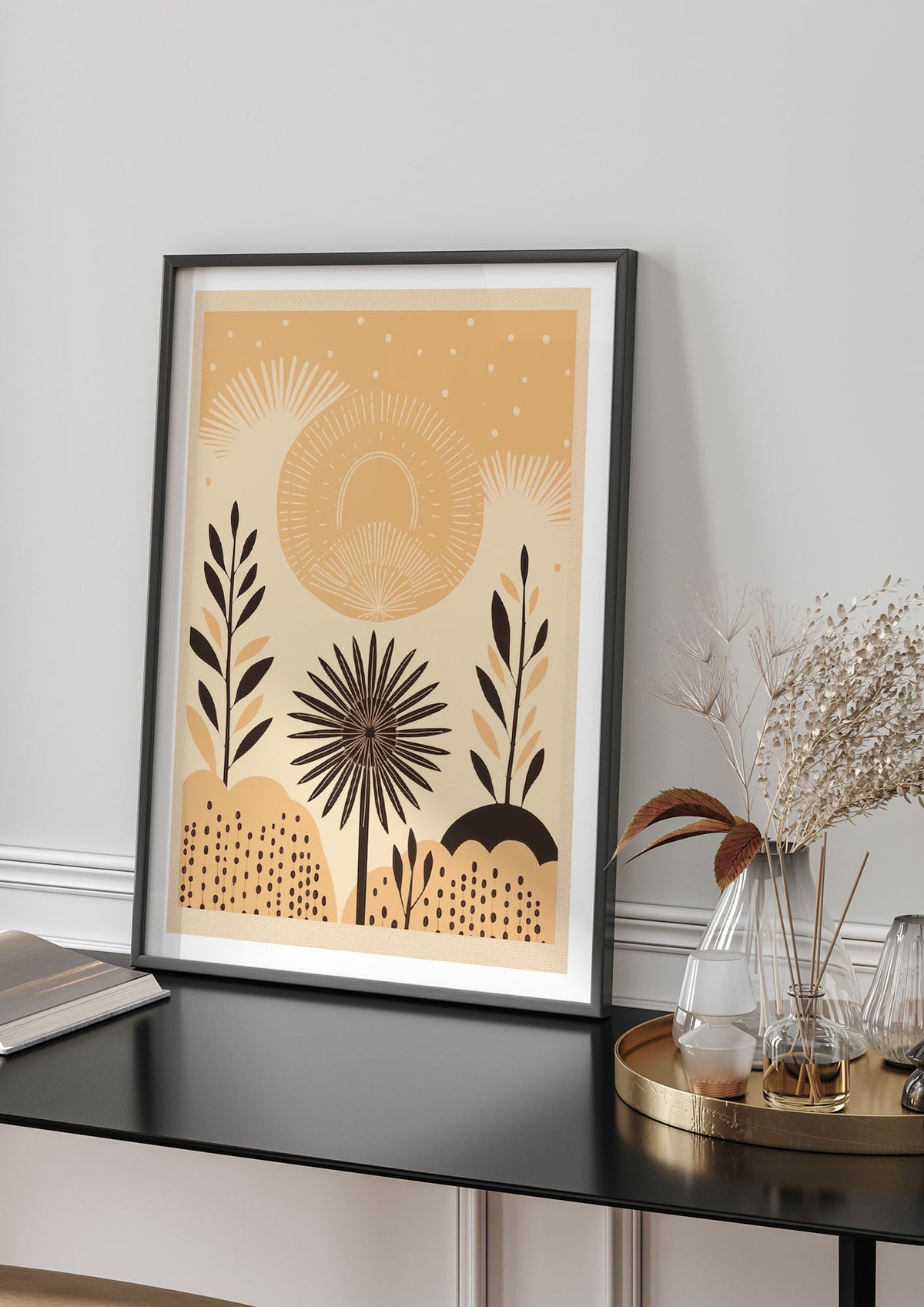 Light Brown Boho Sun Creamy Background