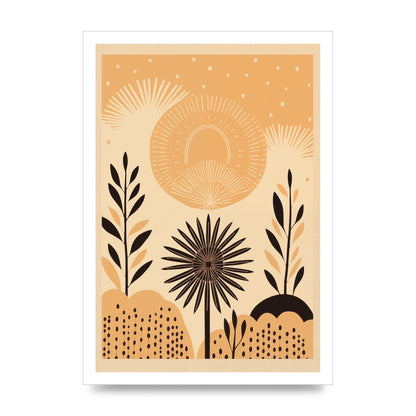 Light Brown Boho Sun Creamy Background