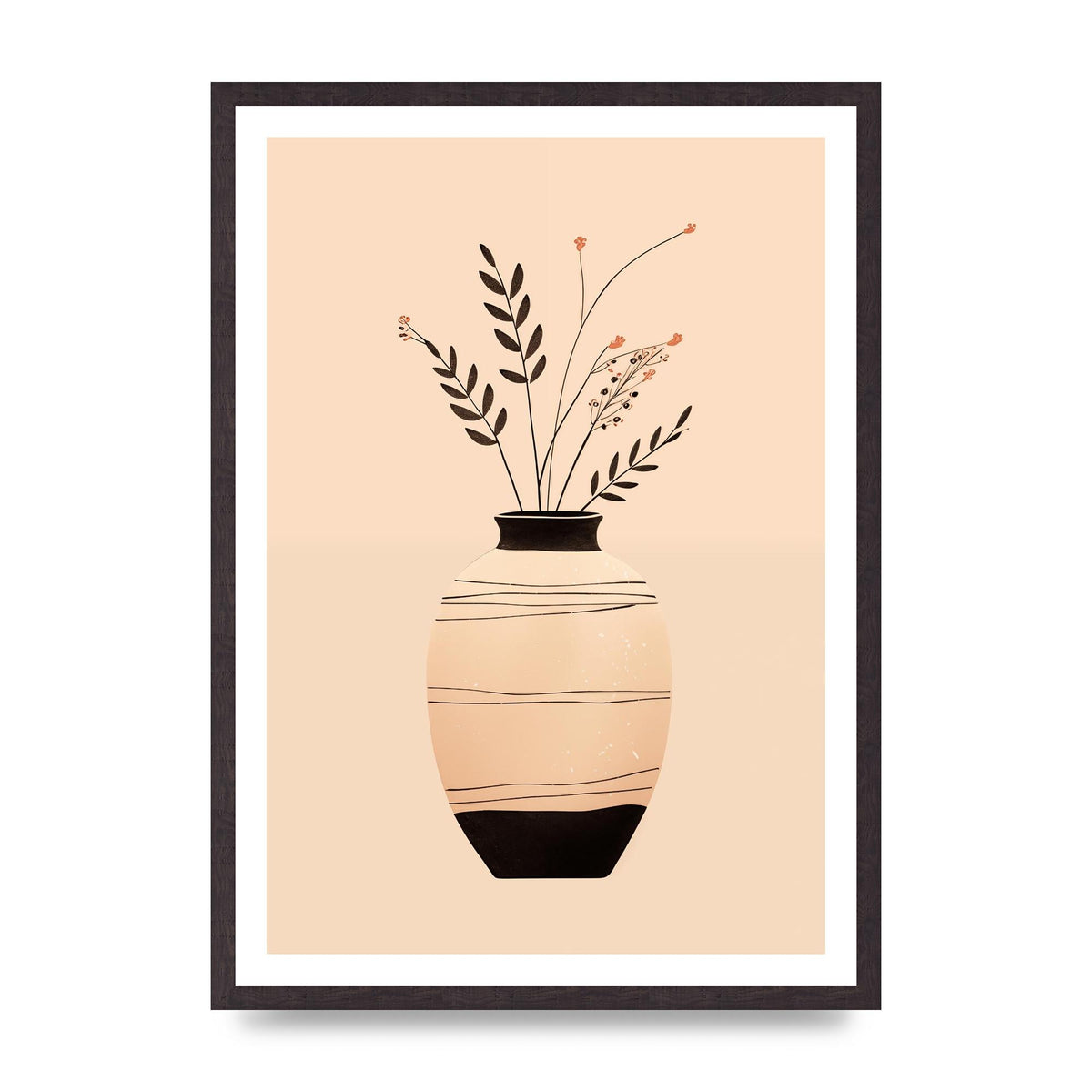 Boho Elegance Vase in Light Brown and Black
