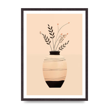 Boho Elegance Vase in Light Brown and Black