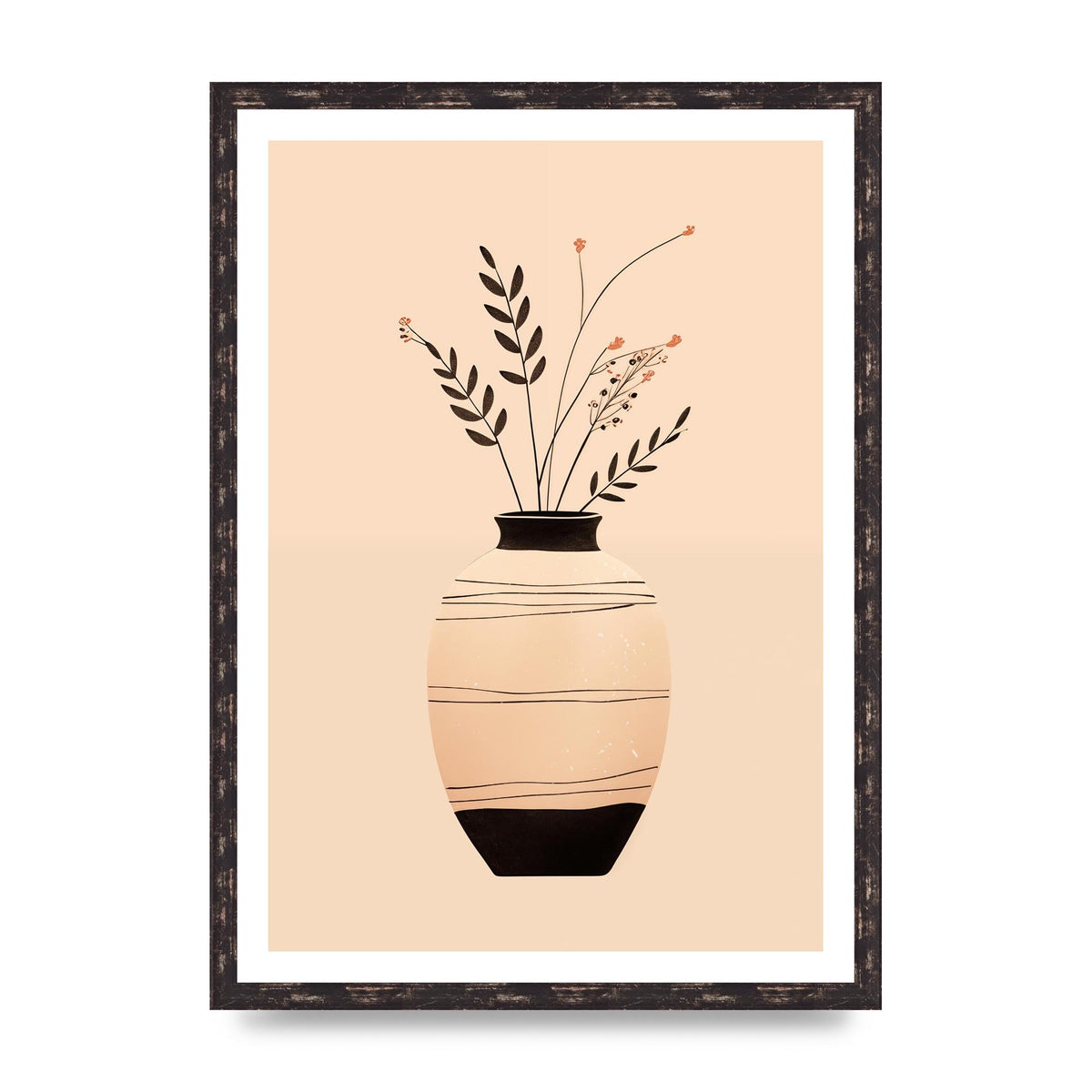 Boho Elegance Vase in Light Brown and Black