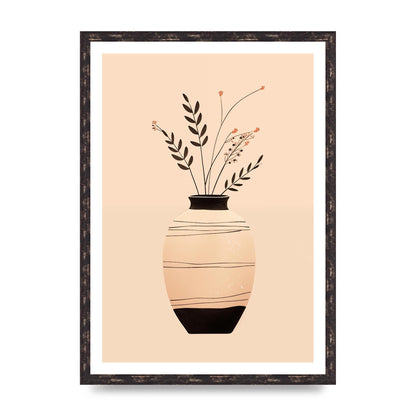 Boho Elegance Vase in Light Brown and Black