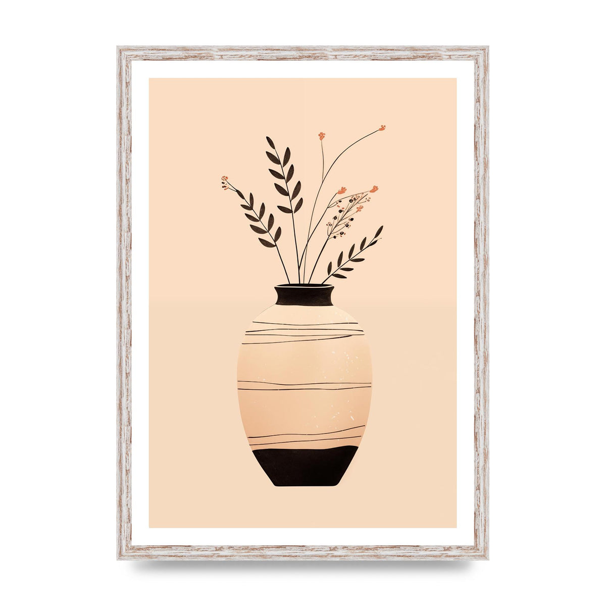 Boho Elegance Vase in Light Brown and Black
