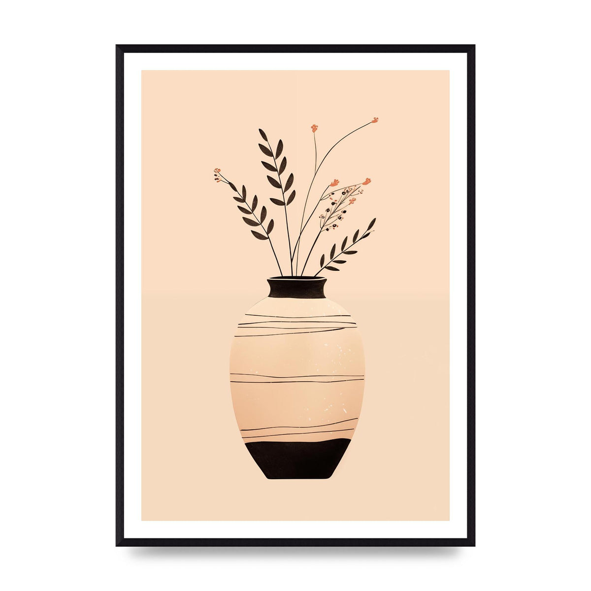 Boho Elegance Vase in Light Brown and Black