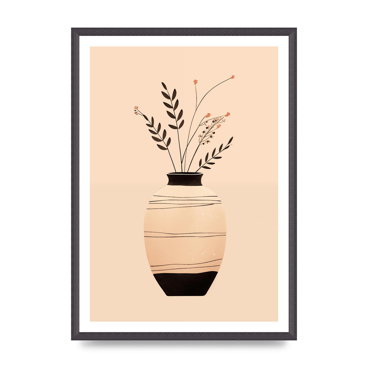 Boho Elegance Vase in Light Brown and Black