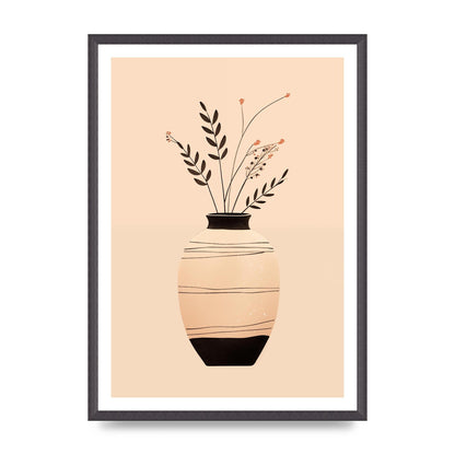 Boho Elegance Vase in Light Brown and Black