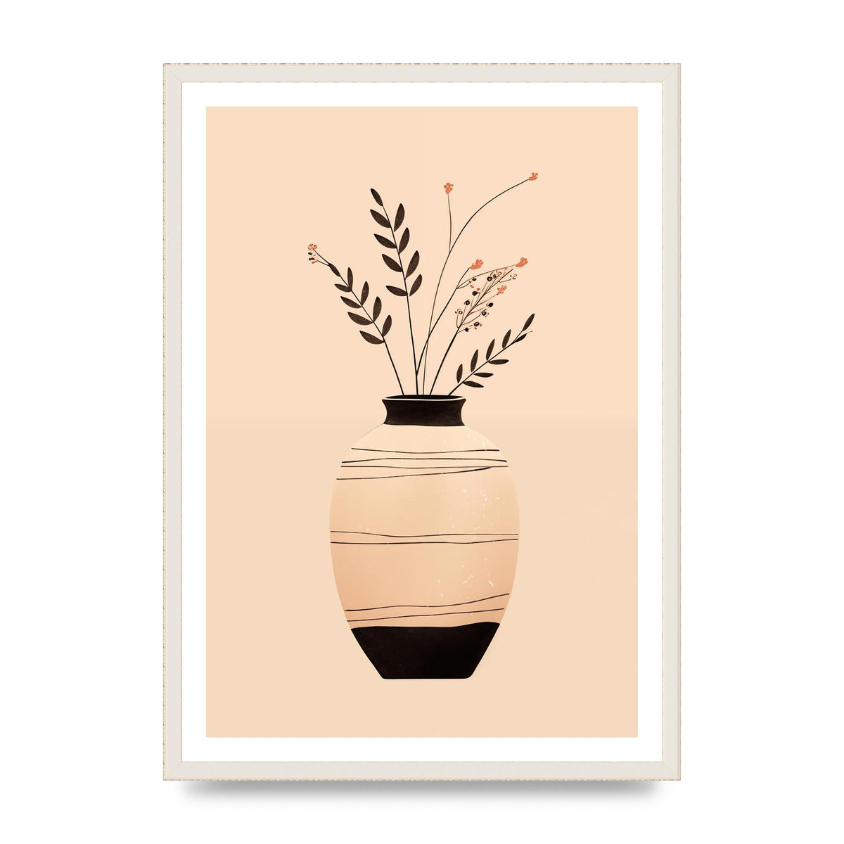 Boho Elegance Vase in Light Brown and Black