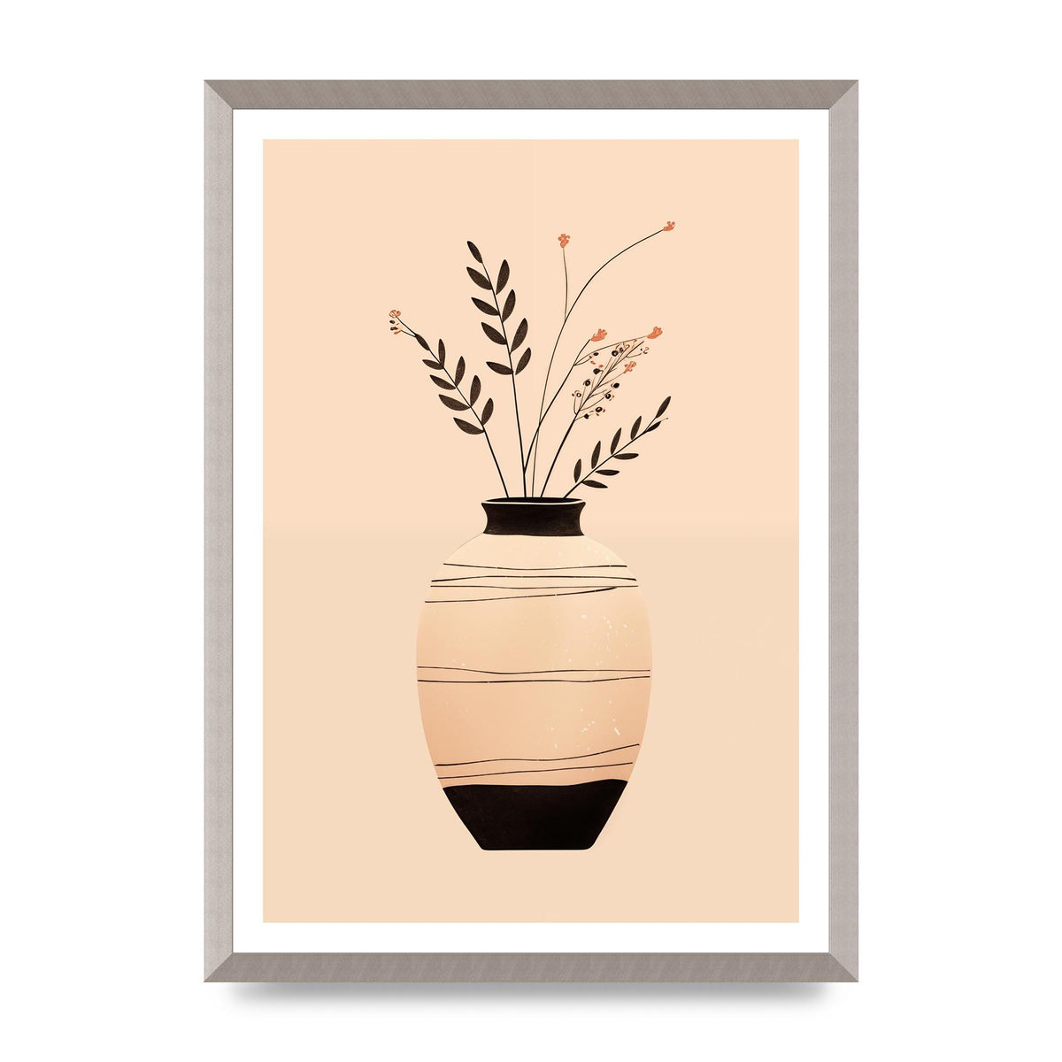 Boho Elegance Vase in Light Brown and Black