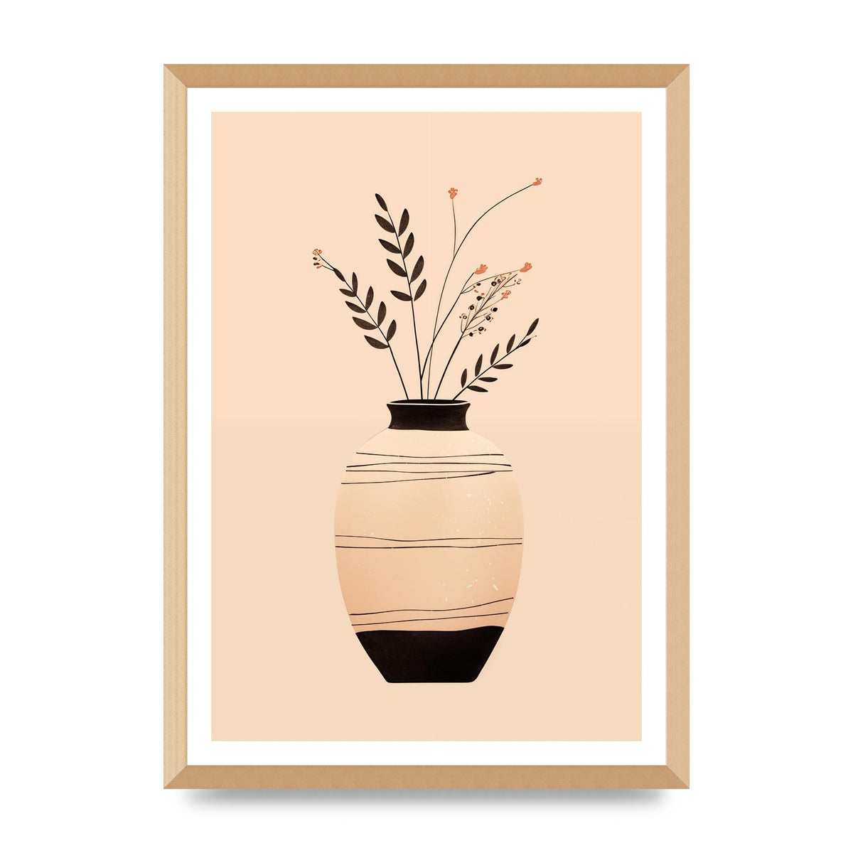 Boho Elegance Vase in Light Brown and Black