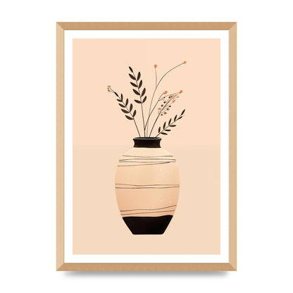 Boho Elegance Vase in Light Brown and Black