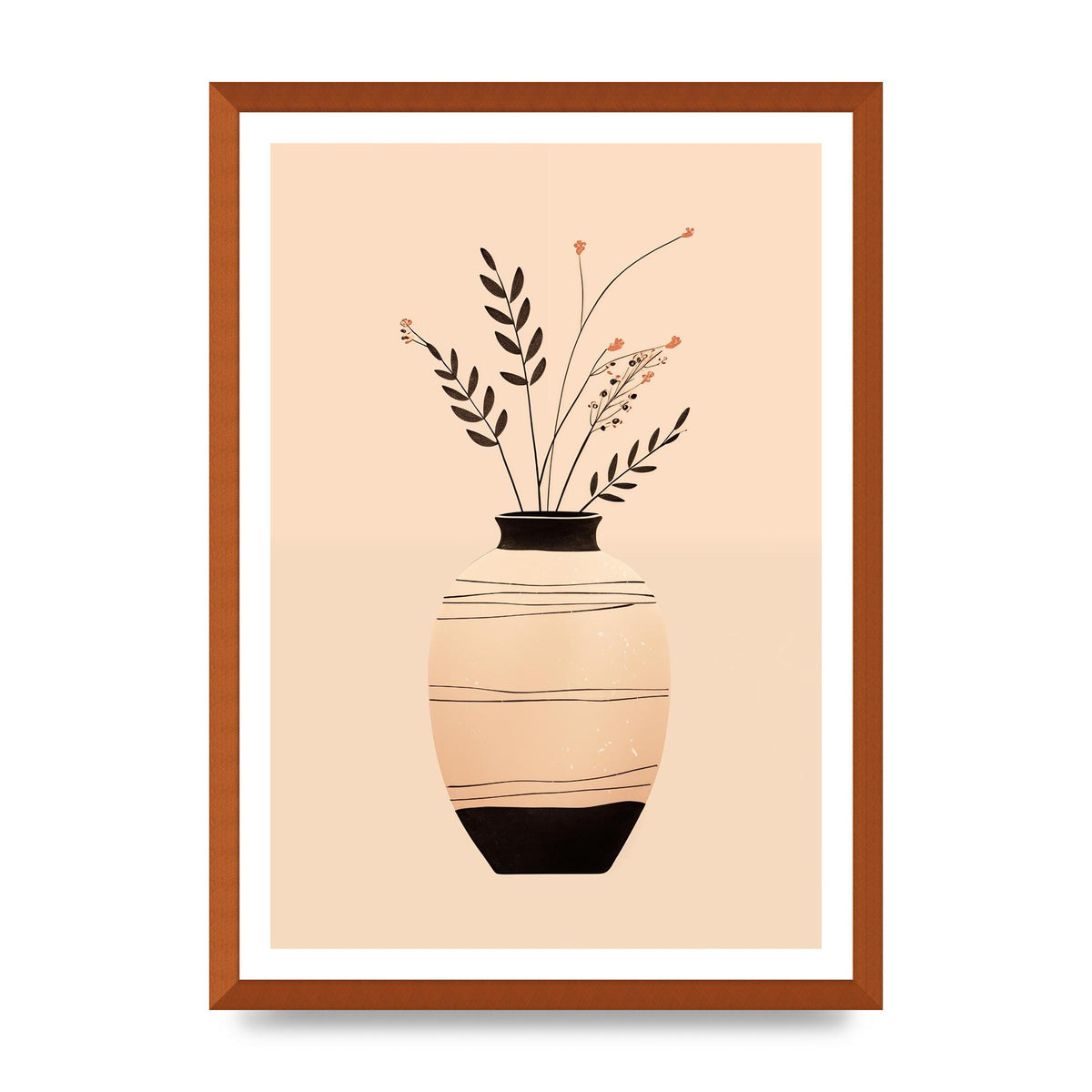 Boho Elegance Vase in Light Brown and Black